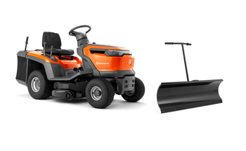 Traktor ogrodowy z koszem Husqvarna TC 112 + pług śnieżny
